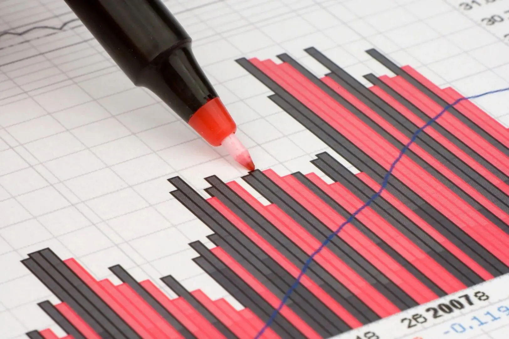 A red marker is on top of a graph.